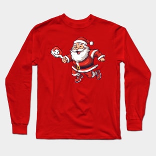 Smilling Santa playing pickleball Long Sleeve T-Shirt